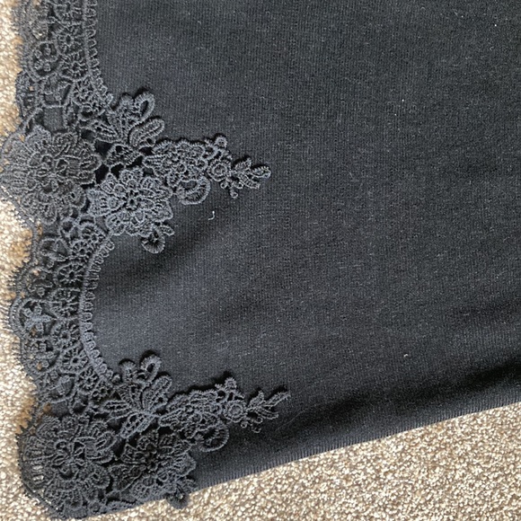 Nanette LaPore sweater dress black sz S fit n flair lace detailed hem 3/4 sleeve - Picture 3 of 4